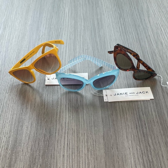 NWT Janie and Jack Sunglasses Set of 3 Tortoise Yellow & Blue 2-4 Years - Picture 1 of 15